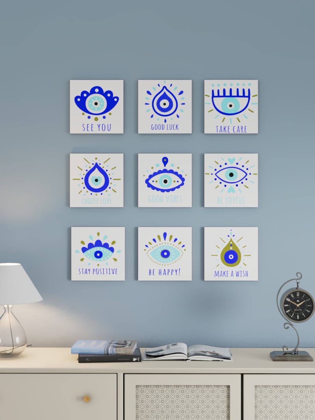 

Art Street White & Blue 9 Pieces Evil Eye Wall Art