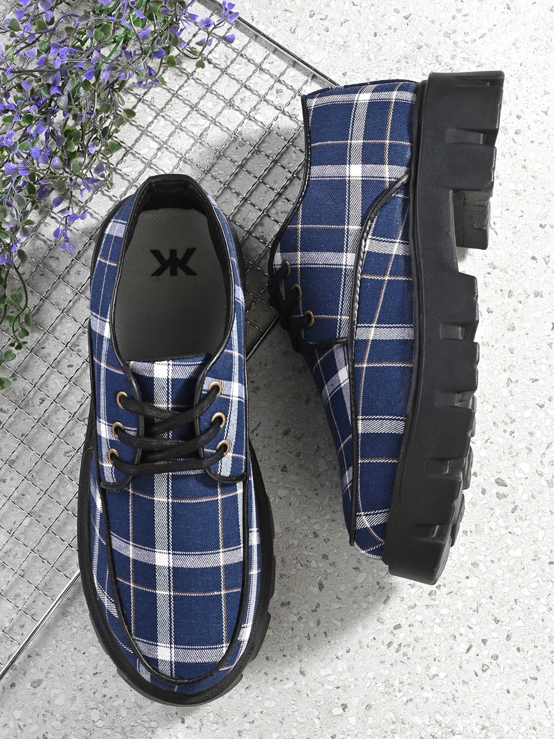 

Kook N Keech Women Blue Checked Sneakers