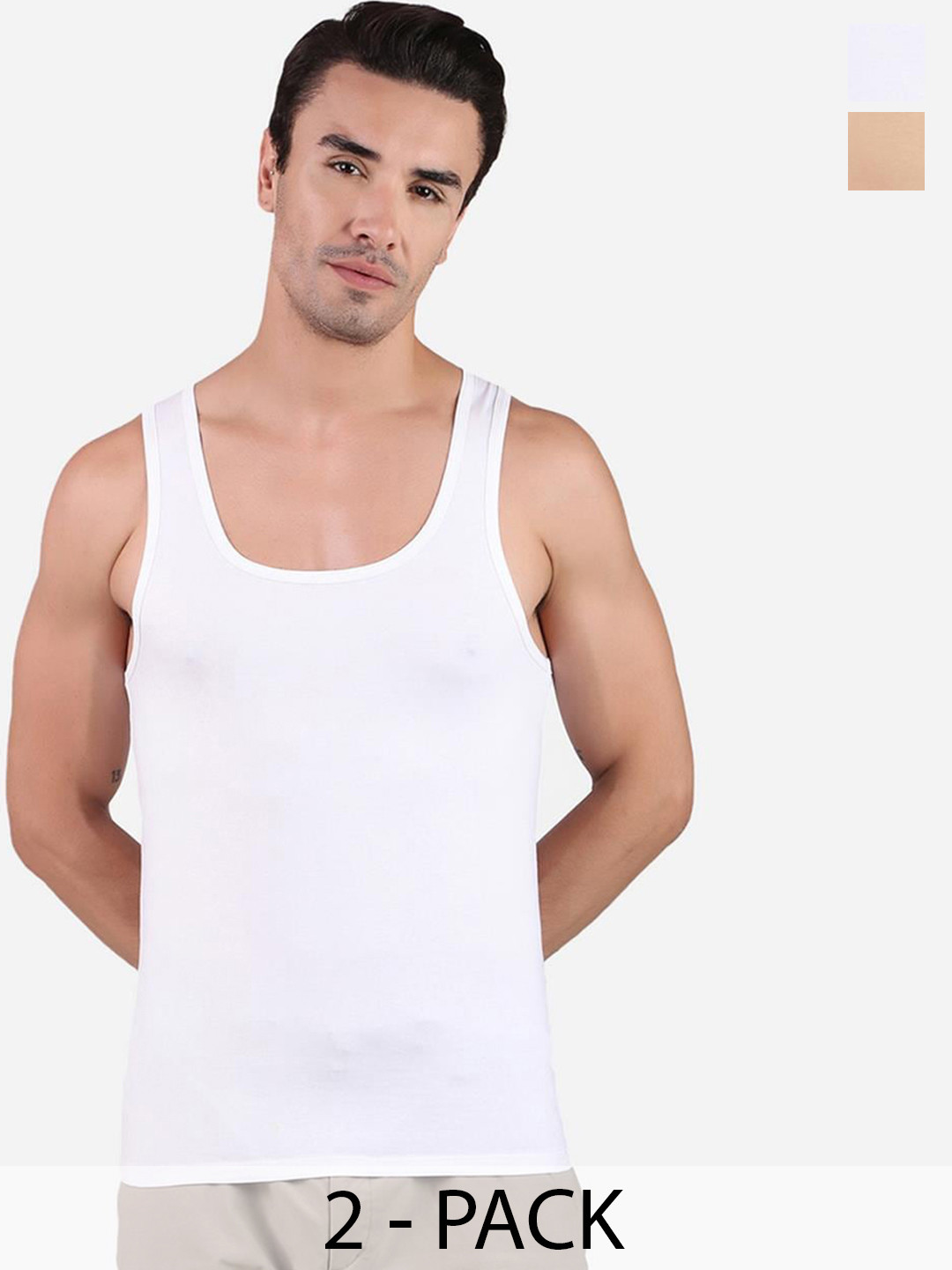

FREECULTR Pack of 2 Organic Cotton Basic Innerwear Vests, White