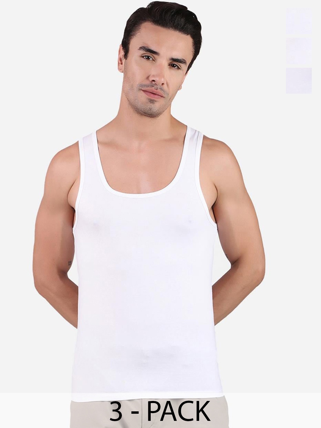 

FREECULTR Pack of 3 Organic Cotton Basic Innerwear Vests, White