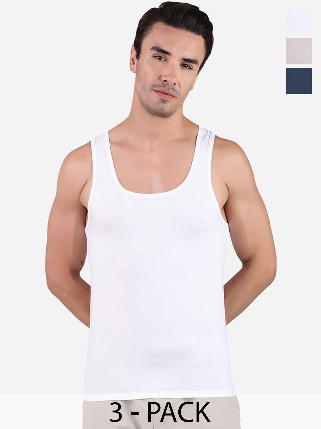 

FREECULTR Pack of 3 Organic Cotton Basic Innerwear Vests, White