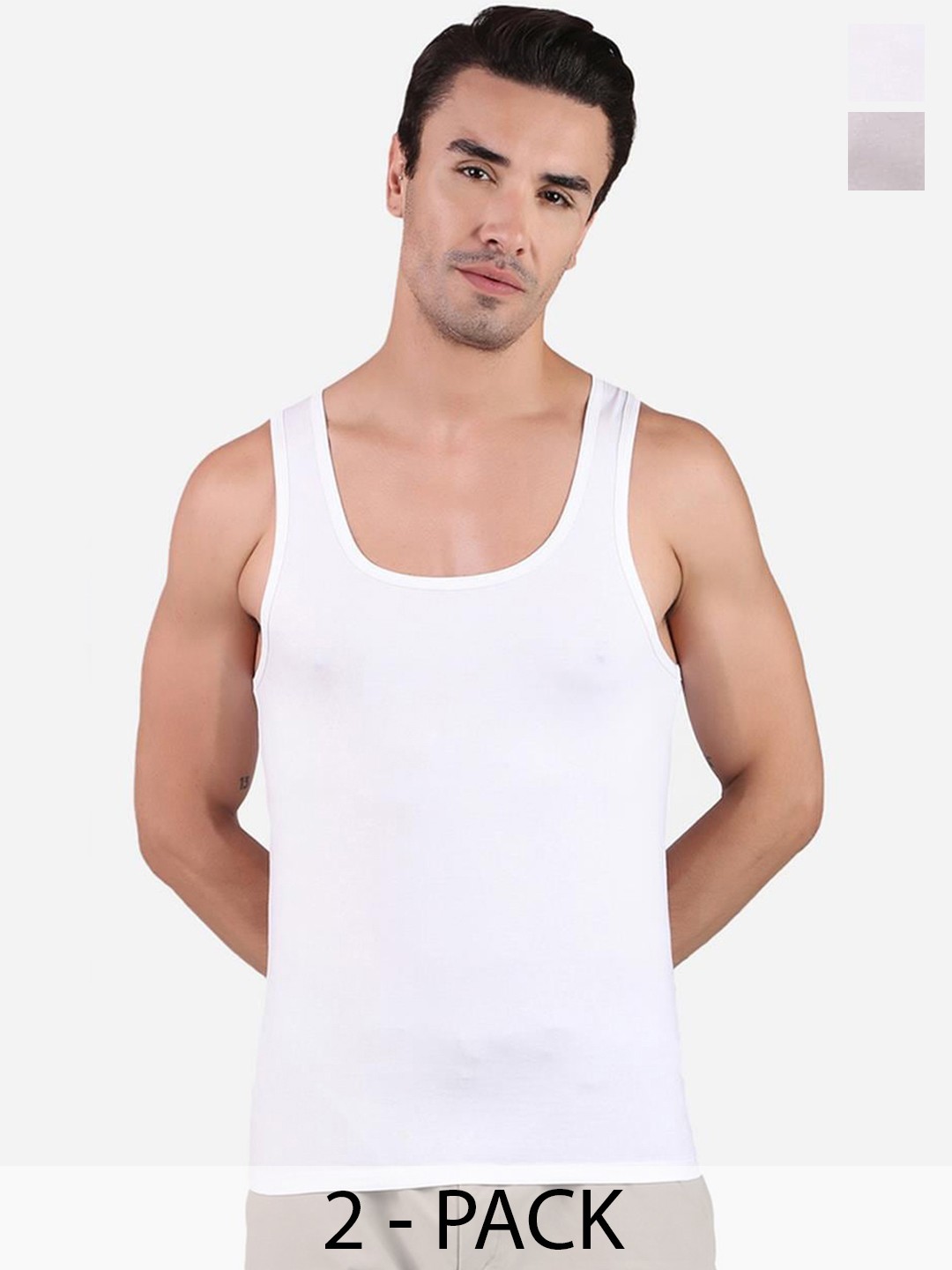 

FREECULTR Pack of 2 Organic Cotton Basic Innerwear Vests, White