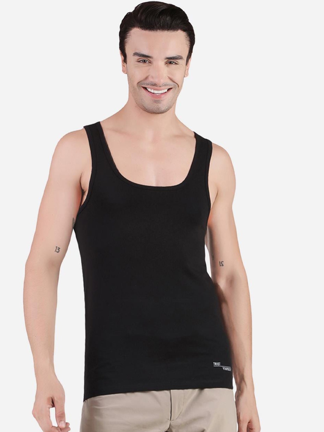 FREECULTR Organic Cotton Round Neck Innerwear Vests, Black