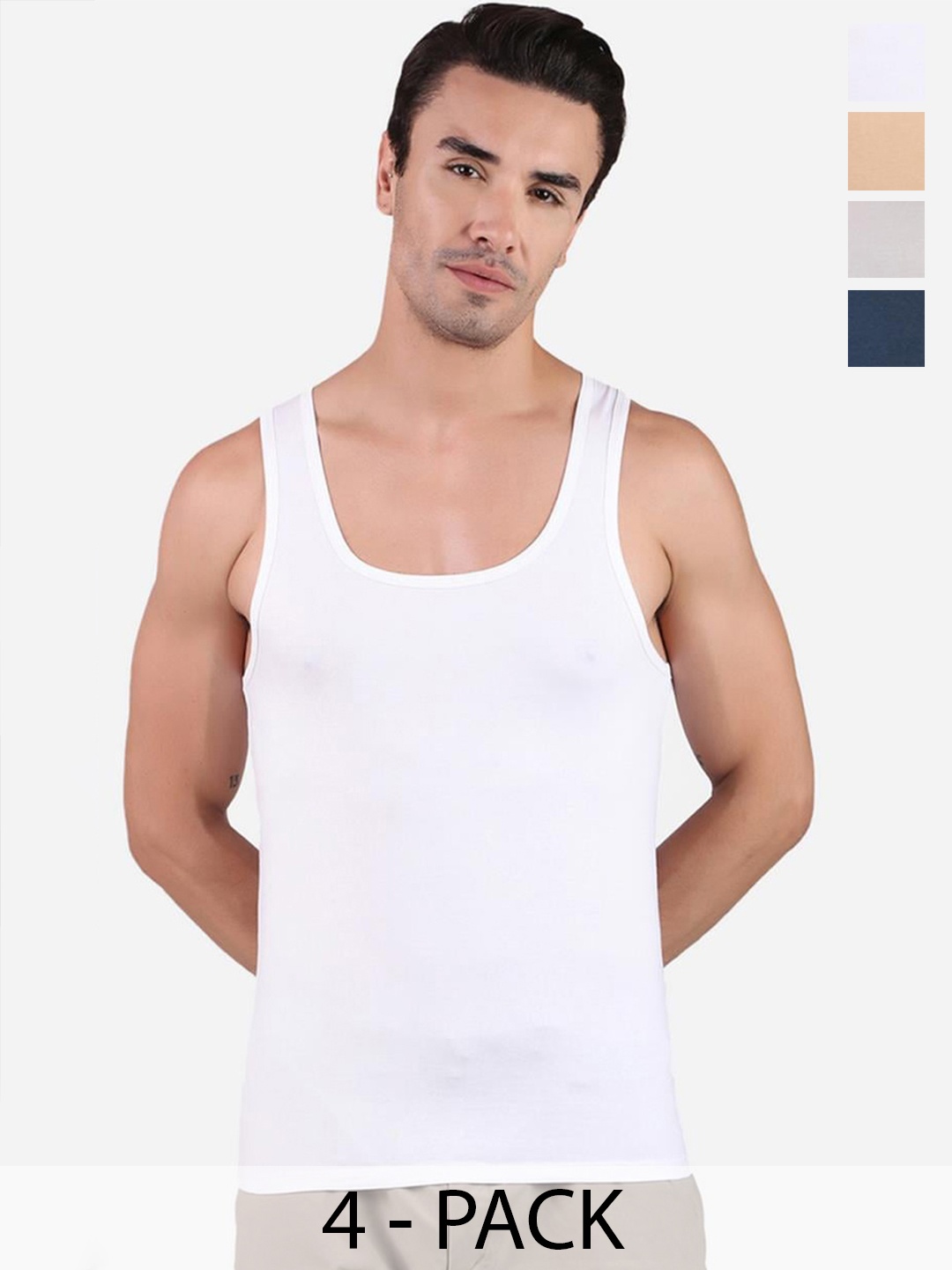 

FREECULTR Pack of 5 Organic Cotton Basic Innerwear Vests, White