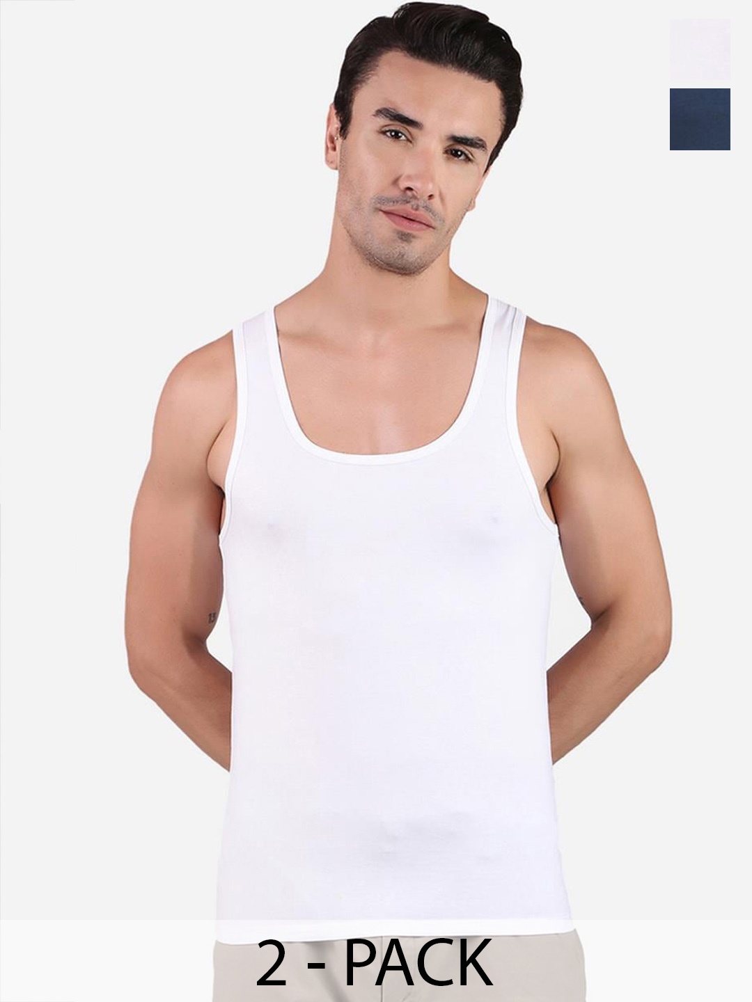 

FREECULTR Pack of 2 Organic Cotton Basic Innerwear Vests, White