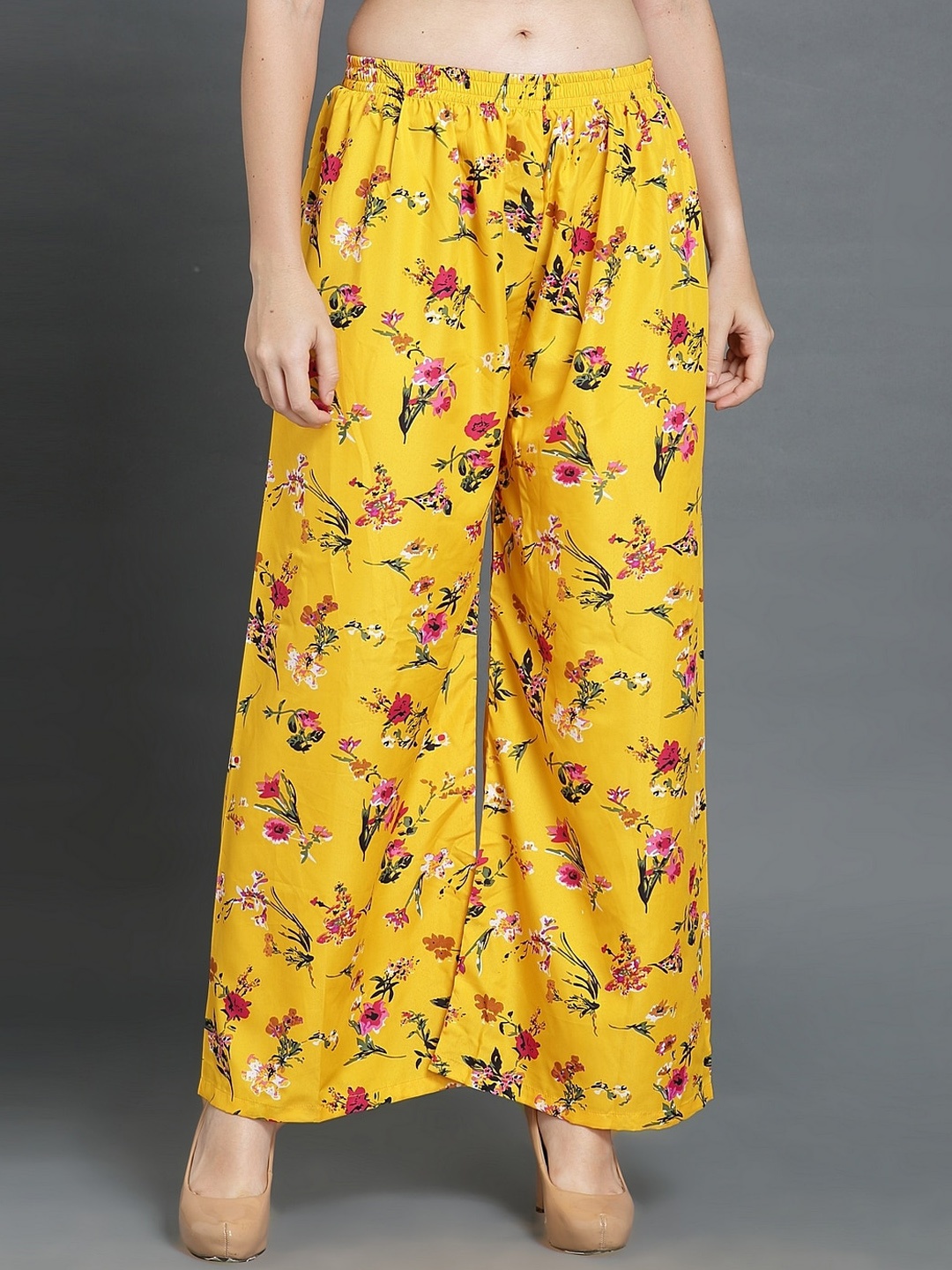 

BAESD Women Floral Printed Relaxed Straight Leg Cotton Parallel Trousers, Yellow