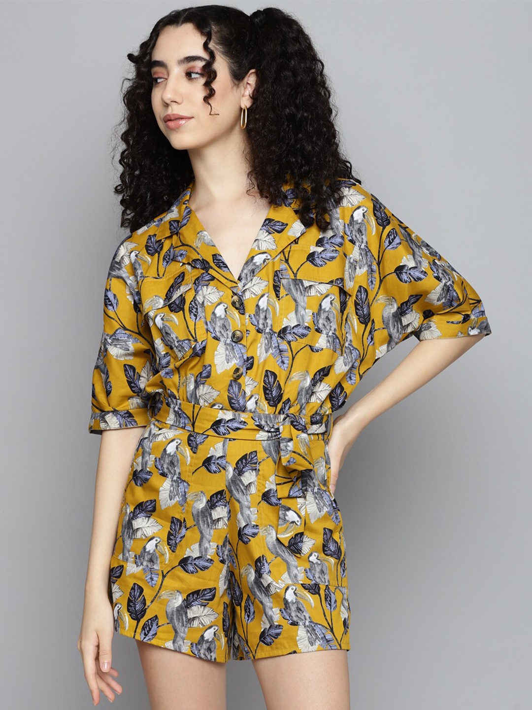 

Kook N Keech Floral Printed Playsuit, Mustard