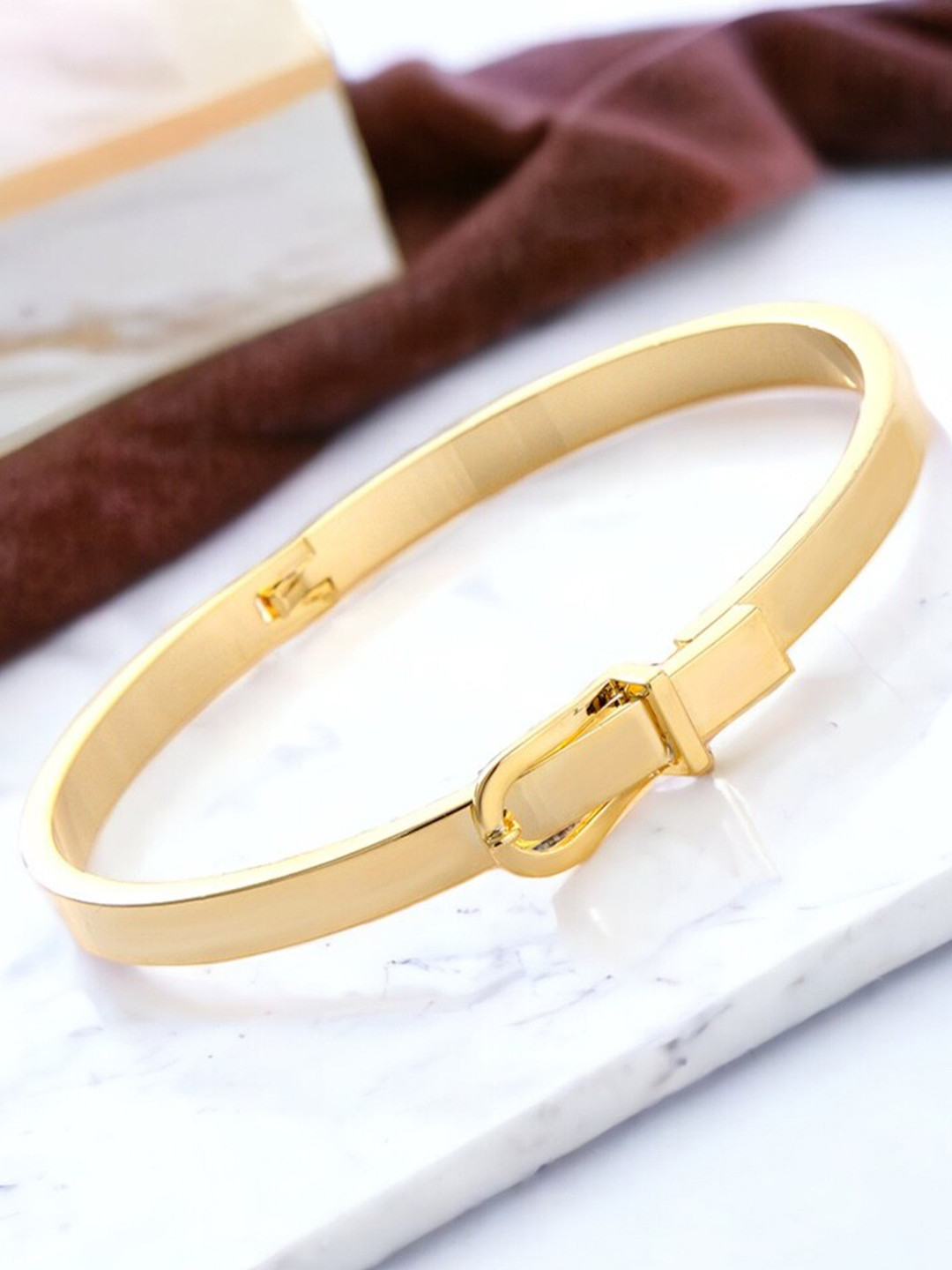 

MYKI Cubic Zirconia Gold-Plated Kada Bracelet