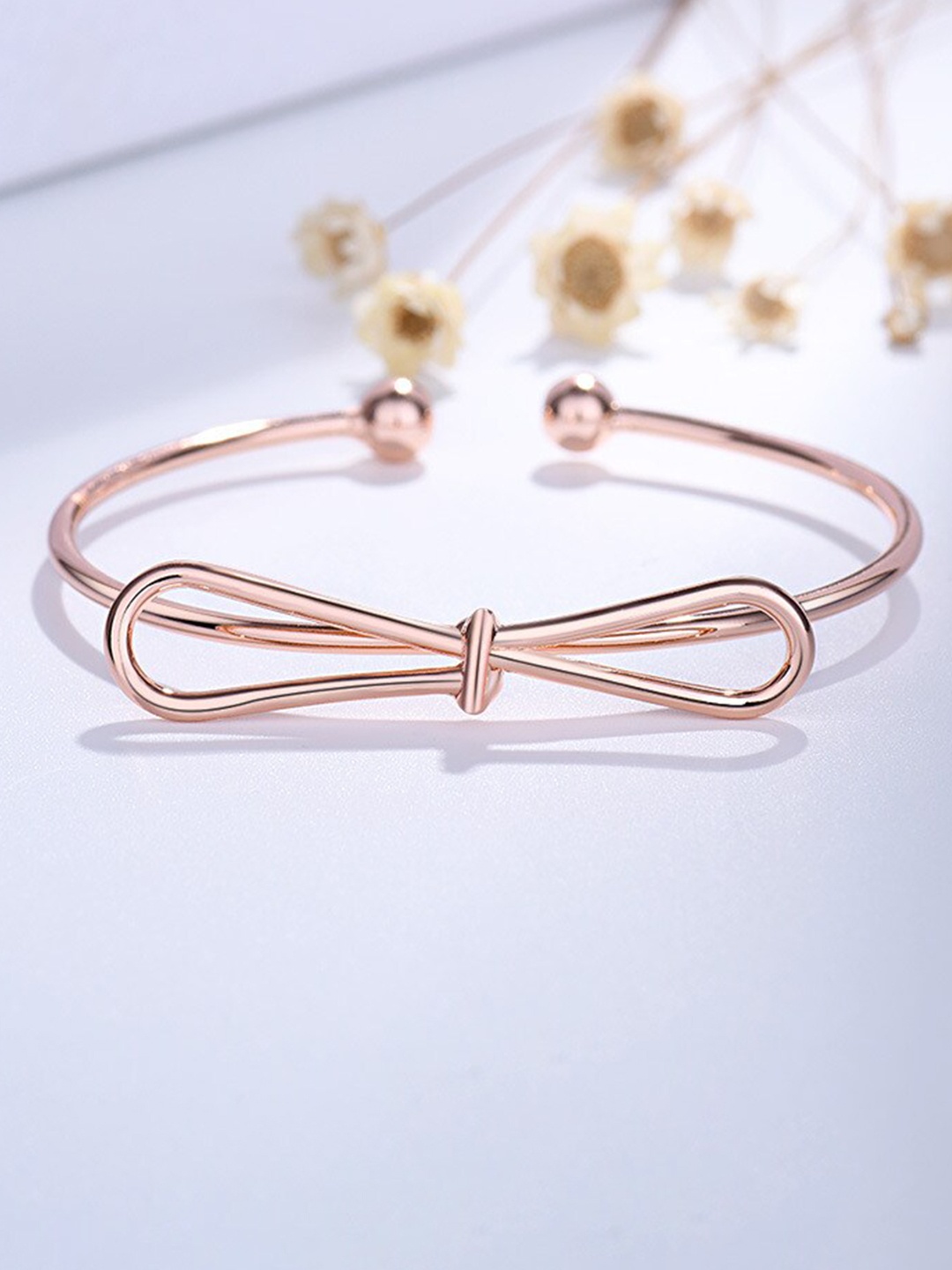 

MYKI Cubic Zirconia Rose Gold-Plated Kada Bracelet