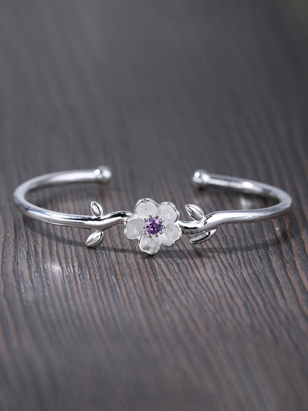 

MYKI Cubic Zirconia Silver-Plated Kada Bracelet