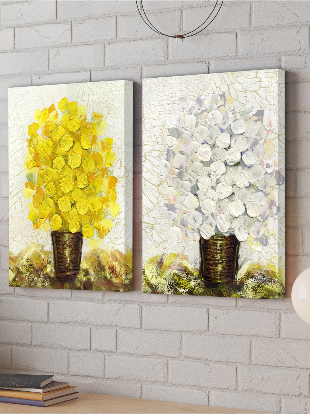 

Art Street White & Yellow 2 Pieces Abstract Painting Wall Arts