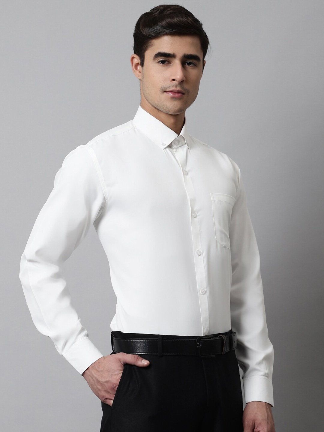 

JAINISH Classic Opaque Button-Down Collar Formal Shirt, White