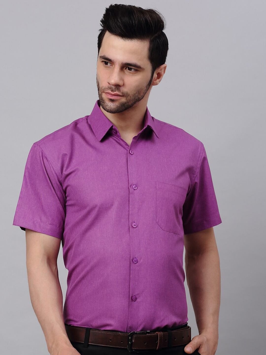 

JAINISH Classic Spread Collar Pure Cotton Formal Shirt, Purple