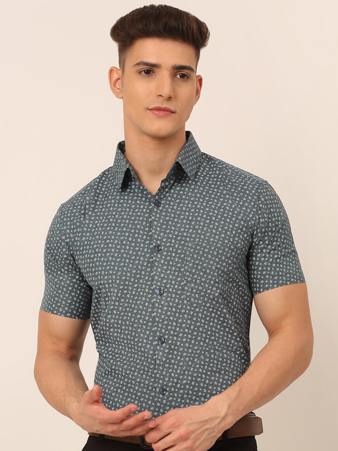 

JAINISH Classic Micro Ditsy Opaque Printed Formal Shirt, Grey