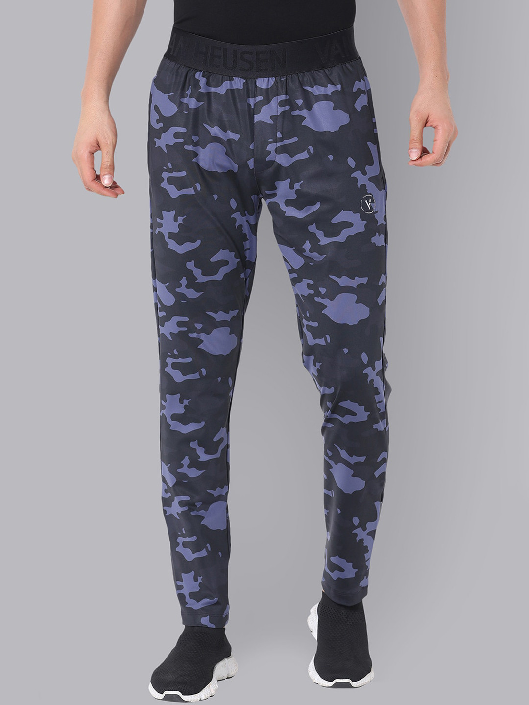

Van Heusen Men Camouflage Printed Slim Fit Track Pants, Navy blue