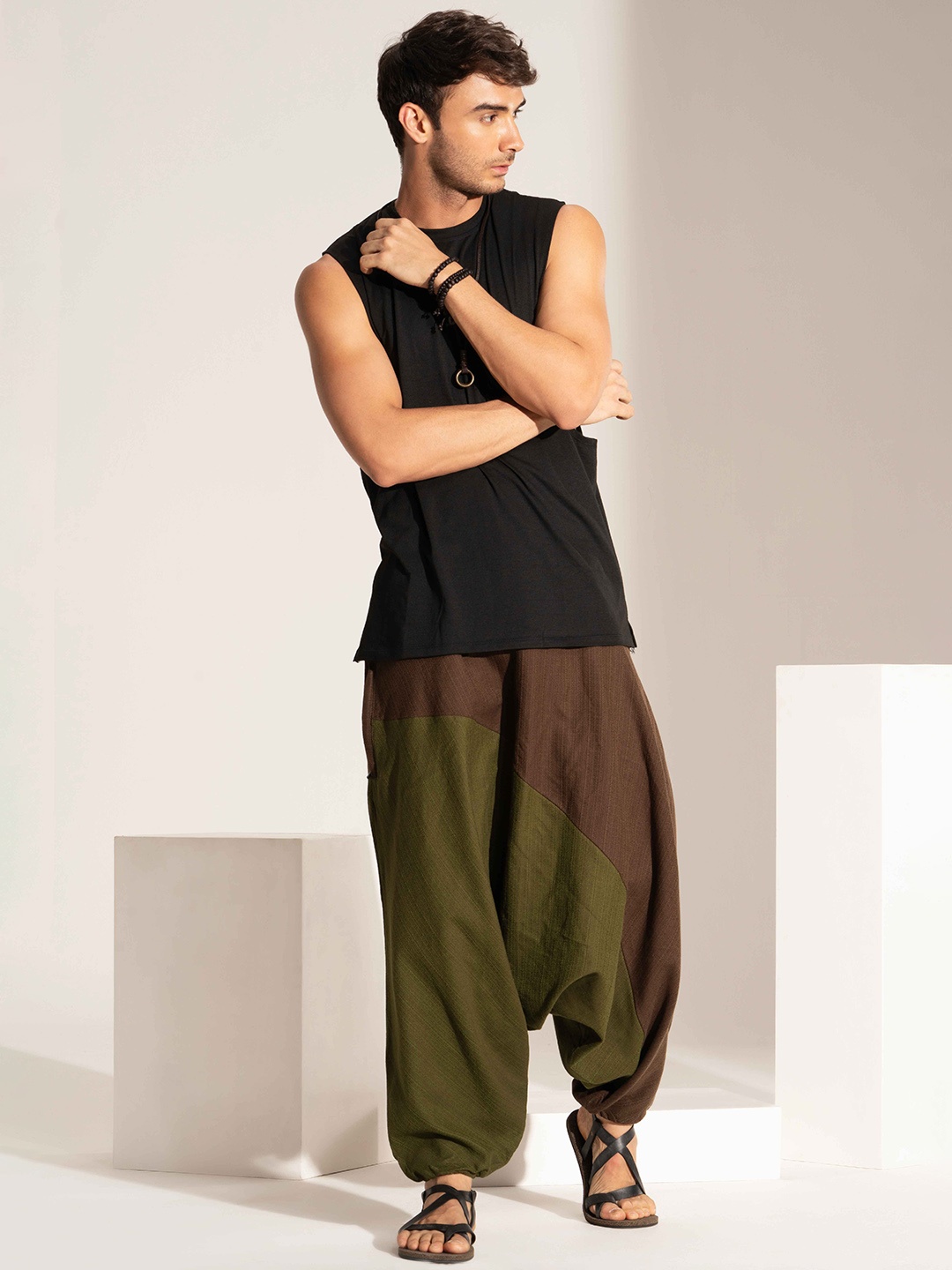 

The Veshti Company Loose Fit Cotton Baggy Harem Pants, Brown