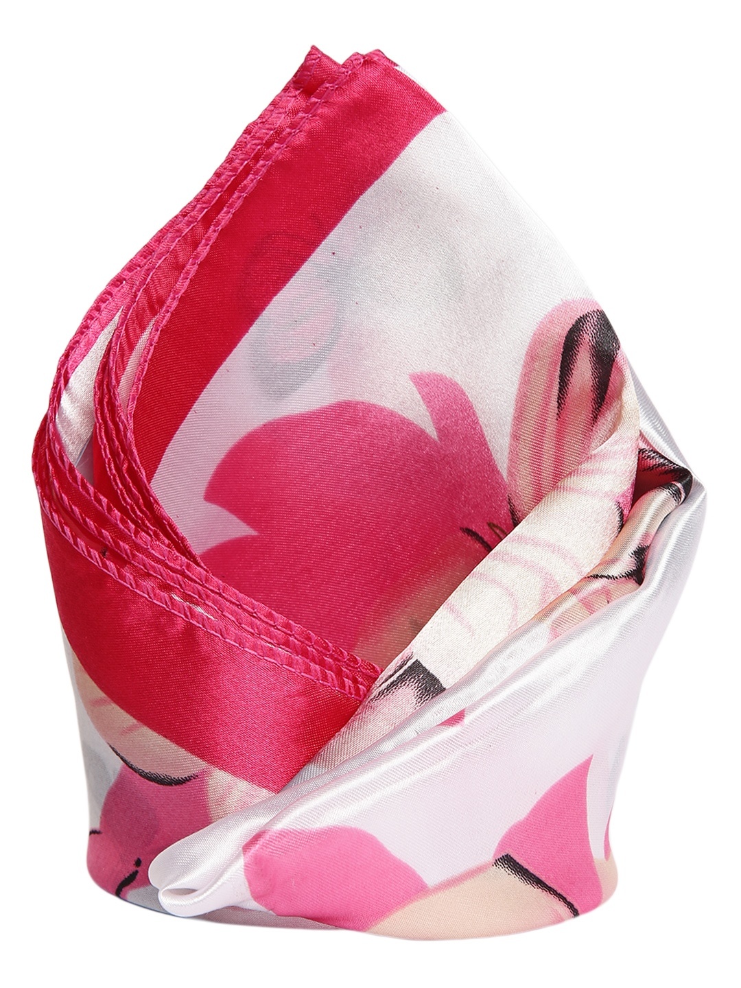 

Alvaro Castagnino Men White & Pink Floral Printed Pocket Square