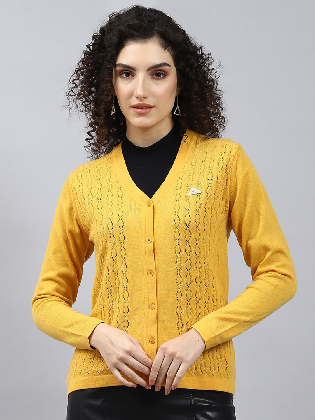 

Monte Carlo Cable Knit Woollen Cardigan, Yellow