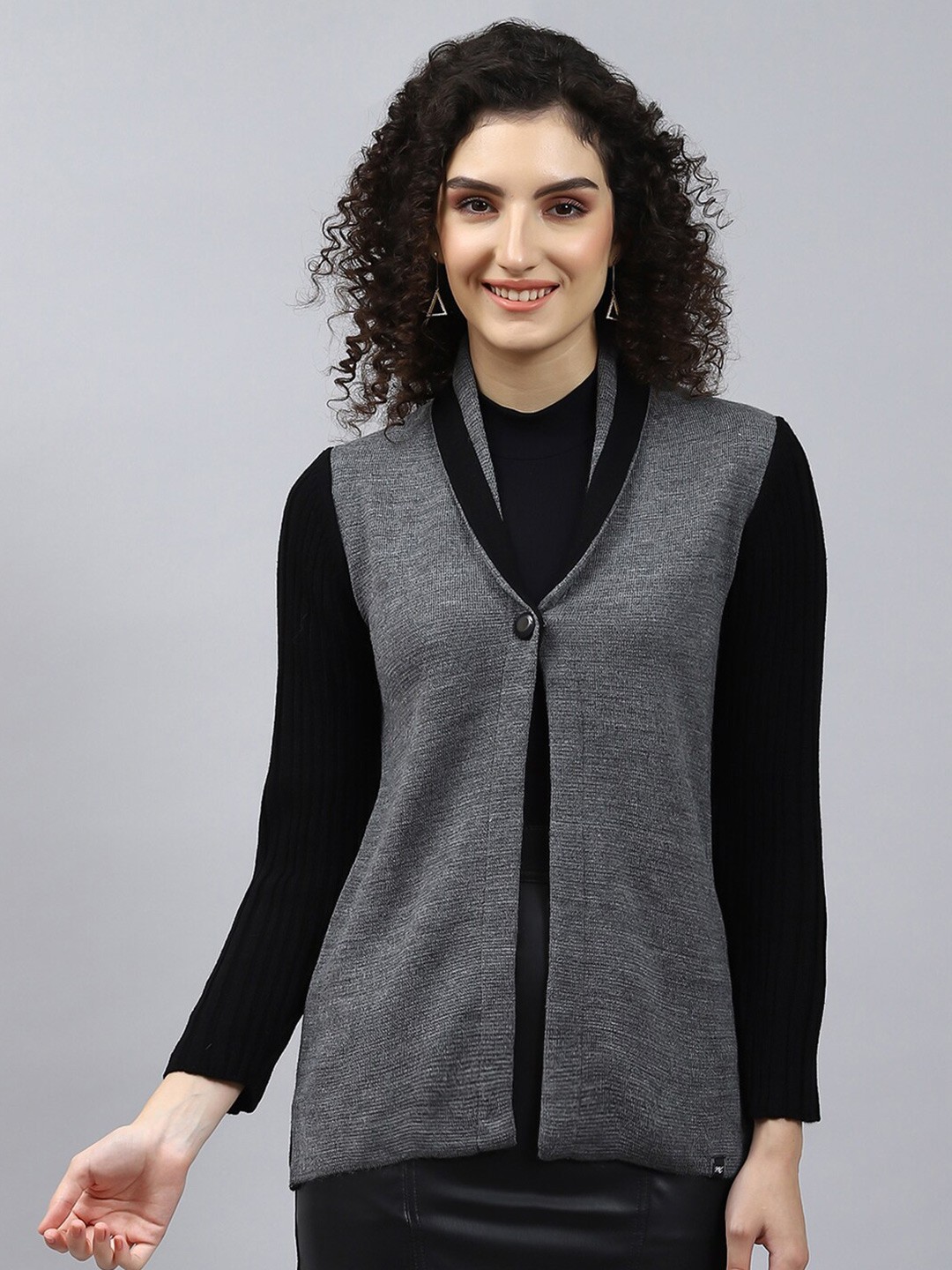

Monte Carlo Lapel Collar Woollen Cardigan Sweaters, Grey