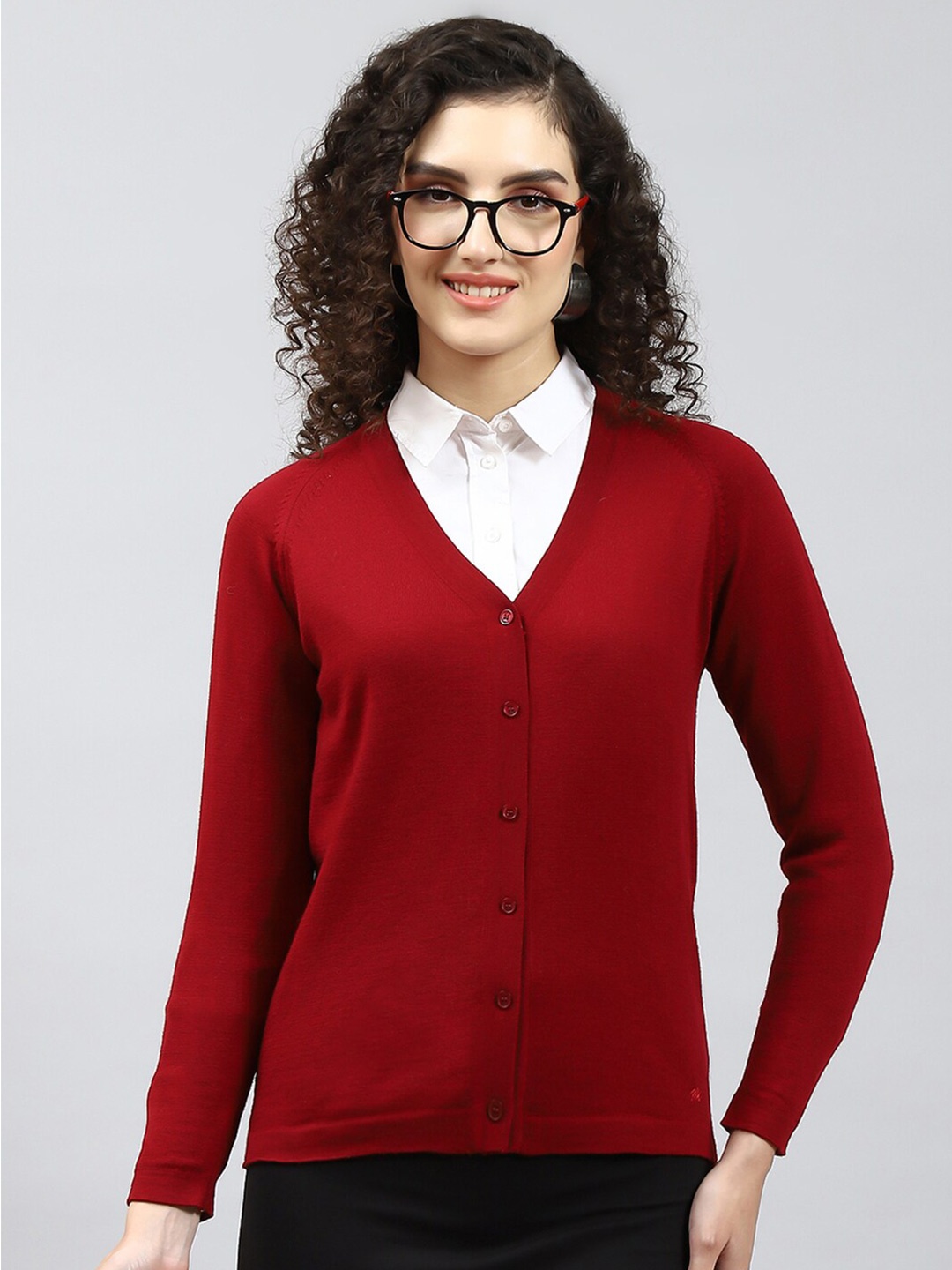 

Monte Carlo V-Neck Woollen Cardigan, Red