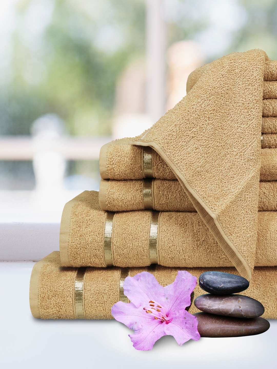 

Story@home Beige Set of 10 Cotton 450 GSM Bath Towels