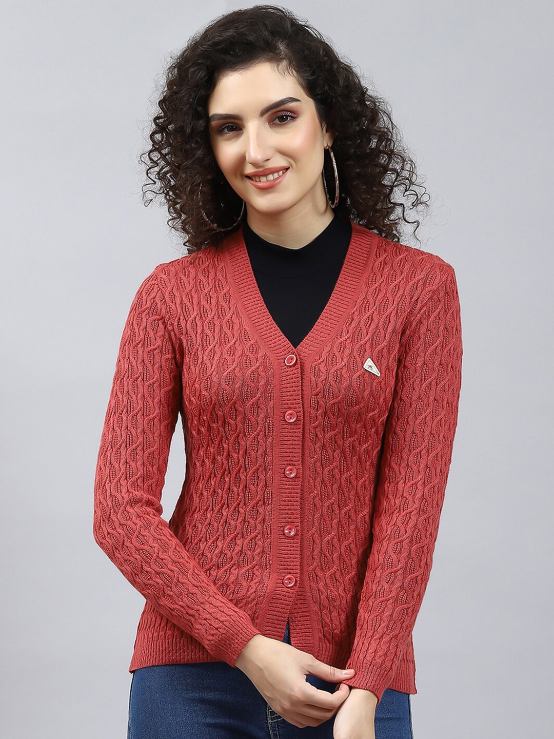 

Monte Carlo Cable Knit Woollen Cardigan, Rust