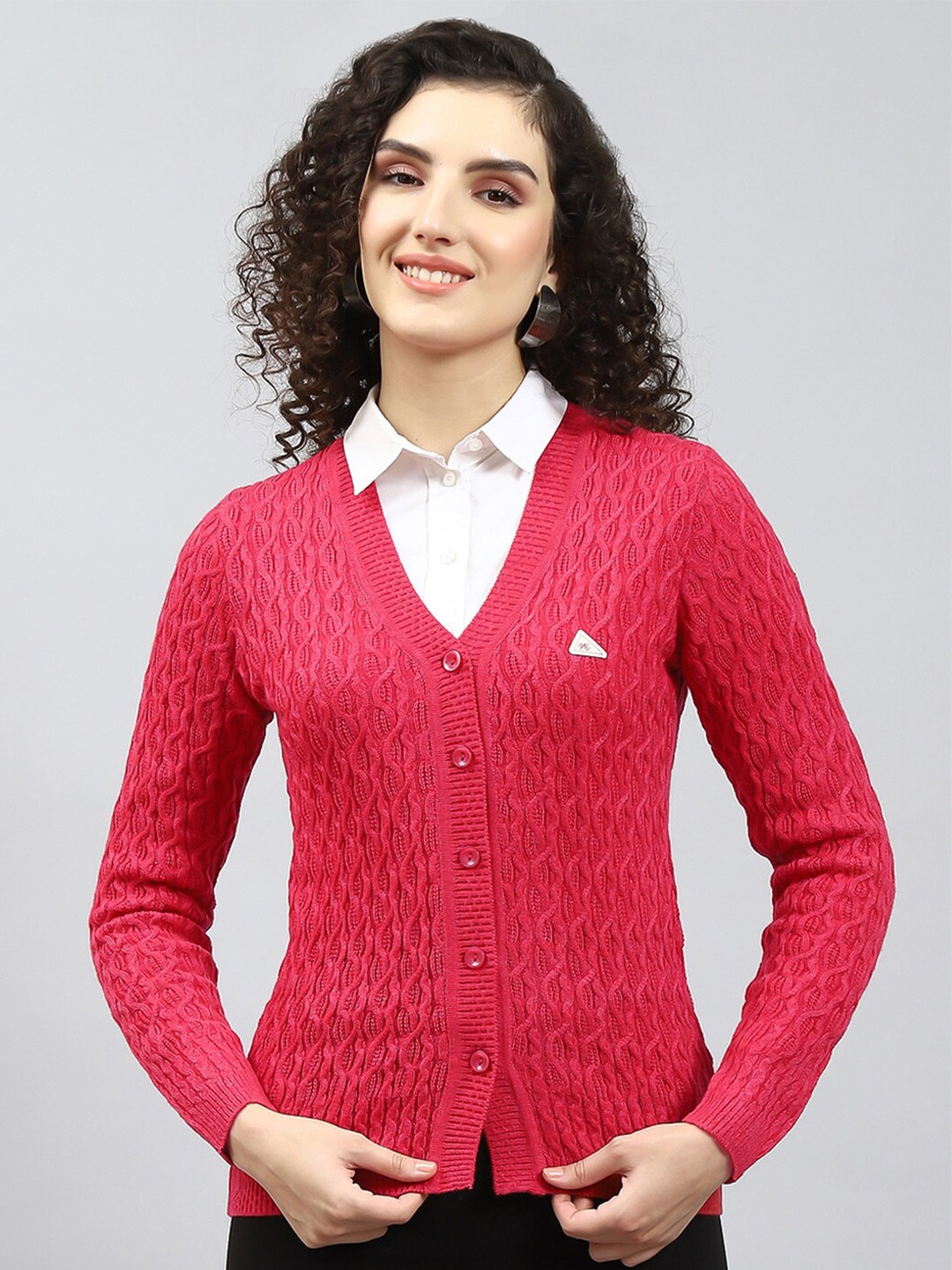 

Monte Carlo Pink Cable Knit Woollen Cardigan