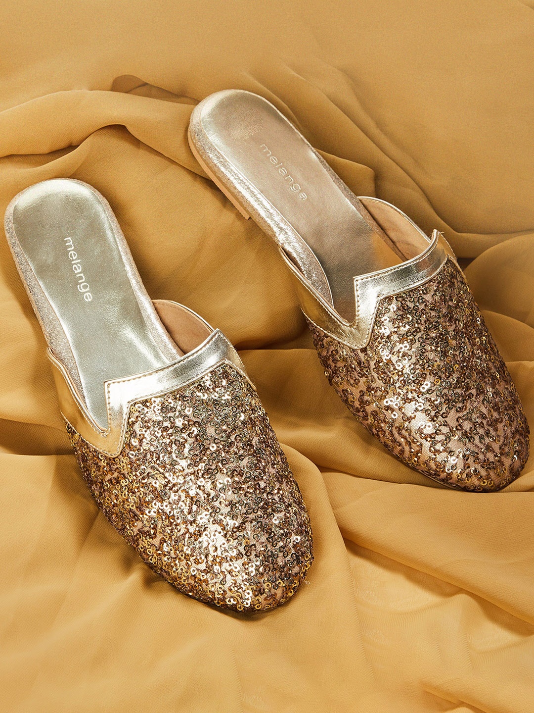 

Melange by Lifestyle Embellished Ethnic Mules, Gold