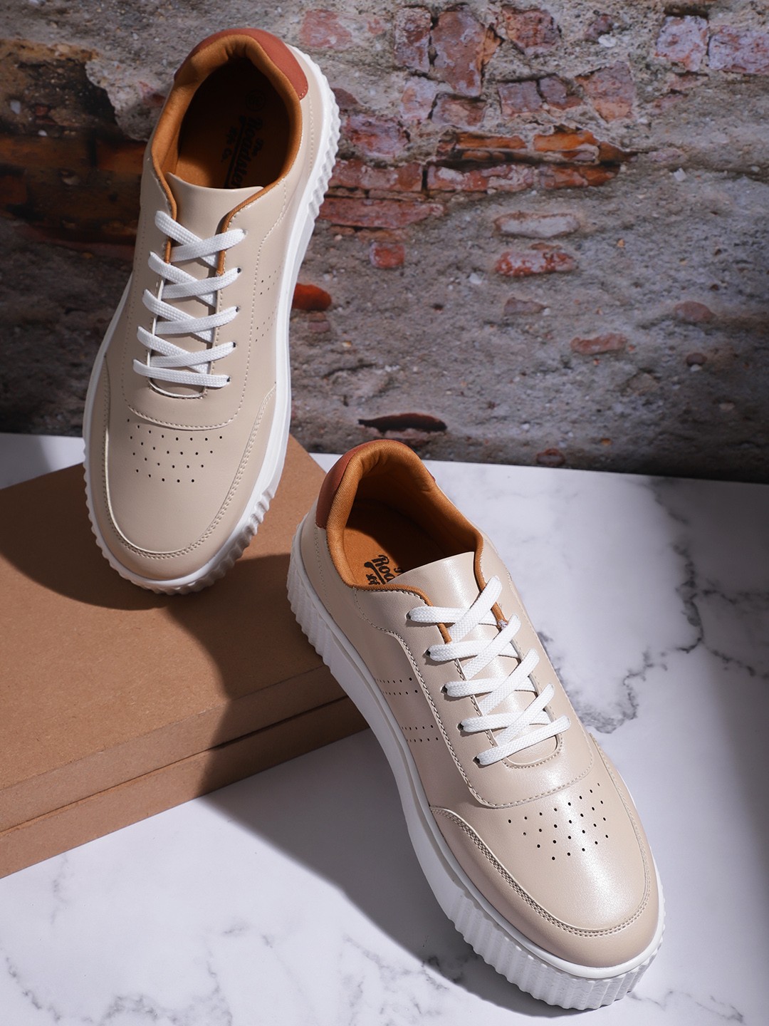 

The Roadster Lifestyle Co. Women Preforated Sneakers, Beige