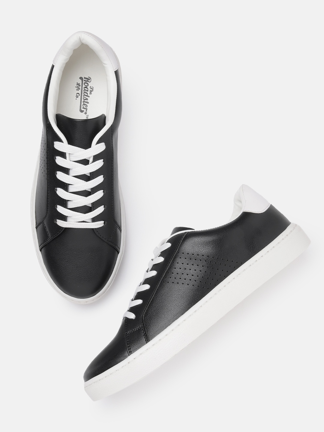 

The Roadster Lifestyle Co. Women Perforated Detail Round-Toe Everyday Sneakers, Black