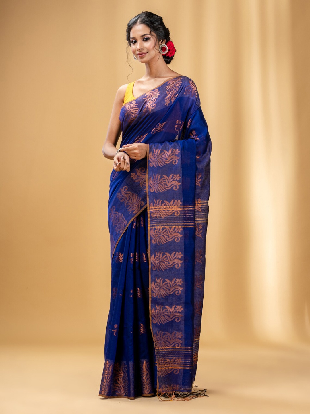 

Charukriti Ethnic Motifs Woven Design Zari Saree, Blue