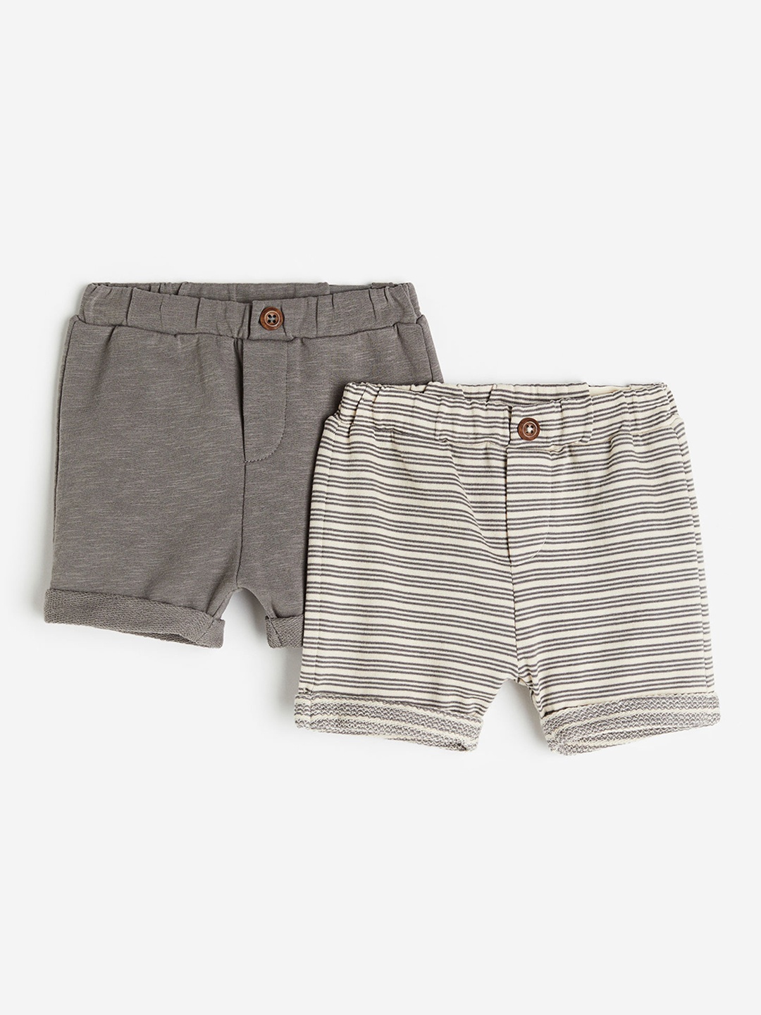 

H&M Boys Pure Cotton 2-Pack Sweatshirt Shorts, Beige