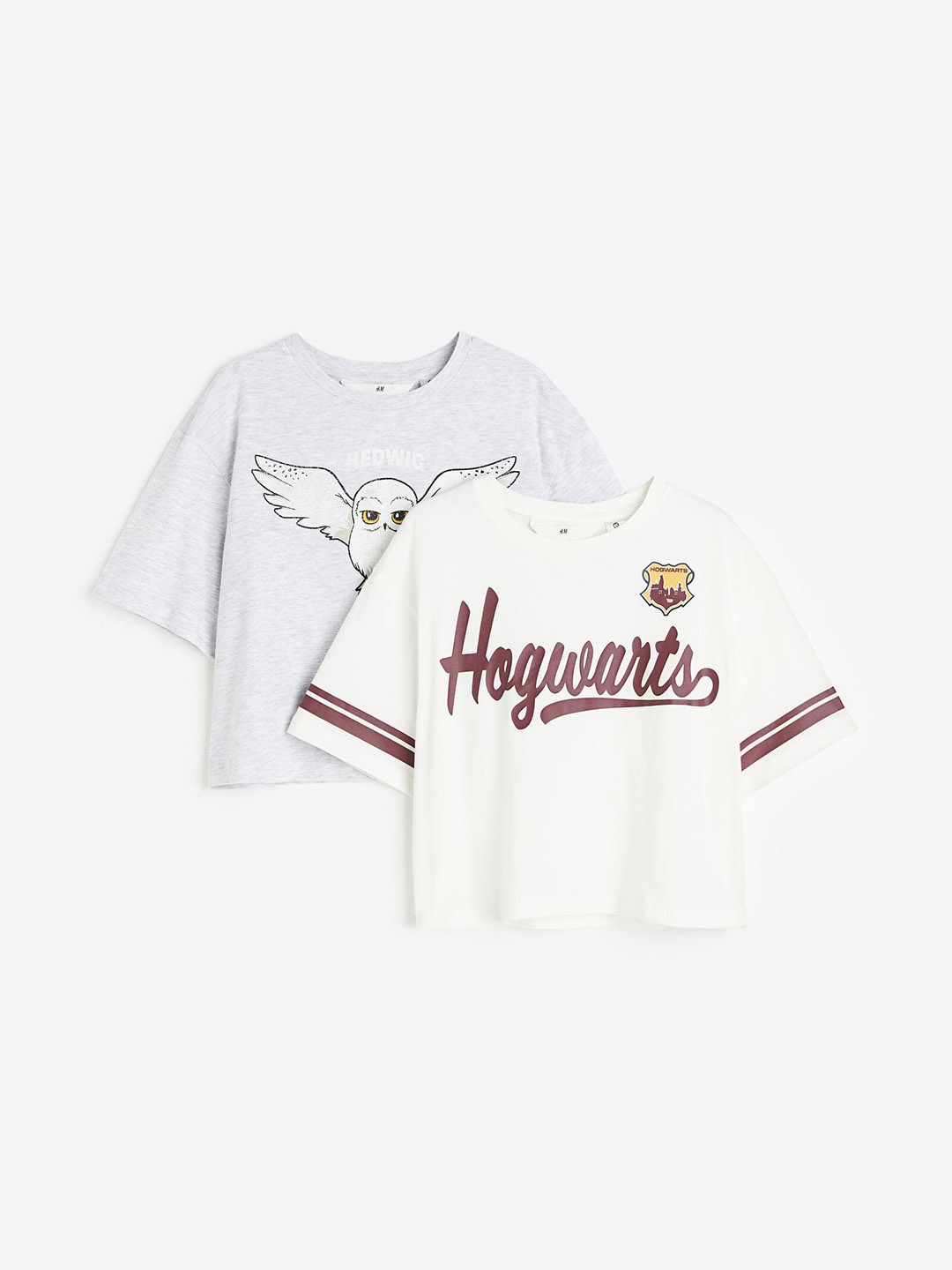 

H&M Girls 2-Pack Printed T-Shirts, Grey