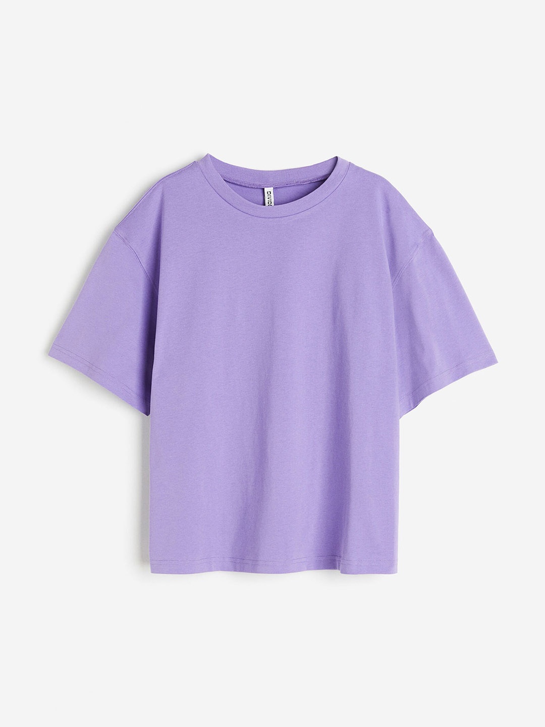 

H&M Pure Cotton Boxy T-Shirt, Purple