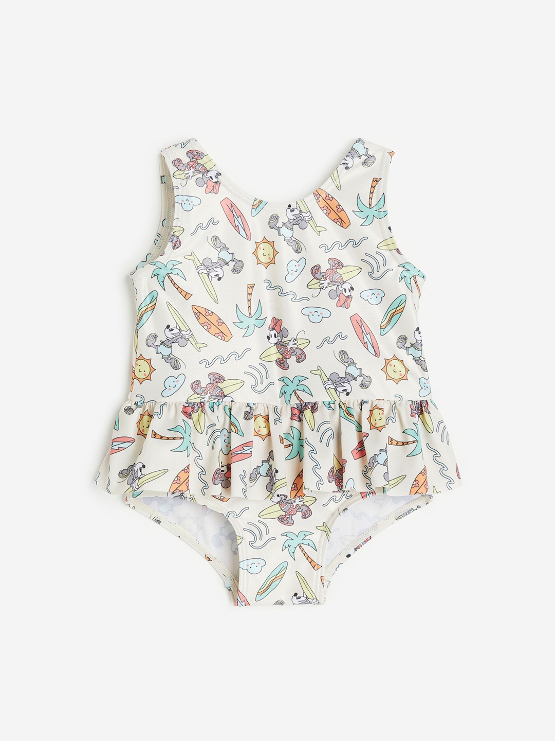 

H&M Girls Flounce-Trimmed Swimsuit, Beige