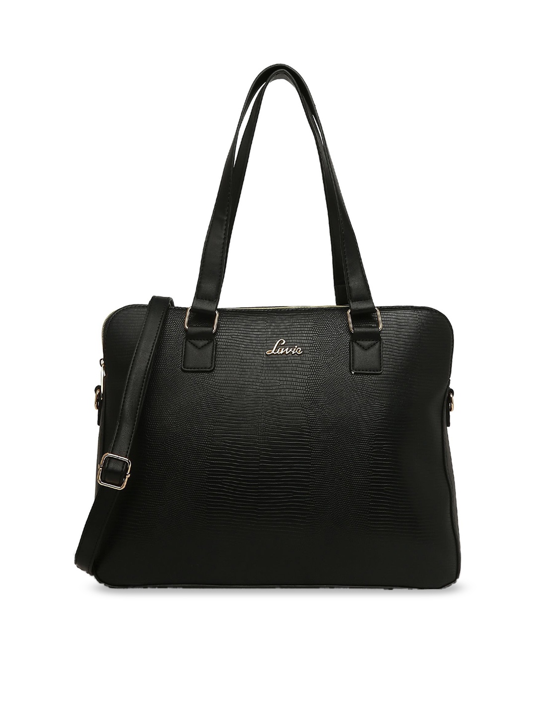 

Lavie Textured Structured Up to 12 inch Laptop Shoulder Bag, Black