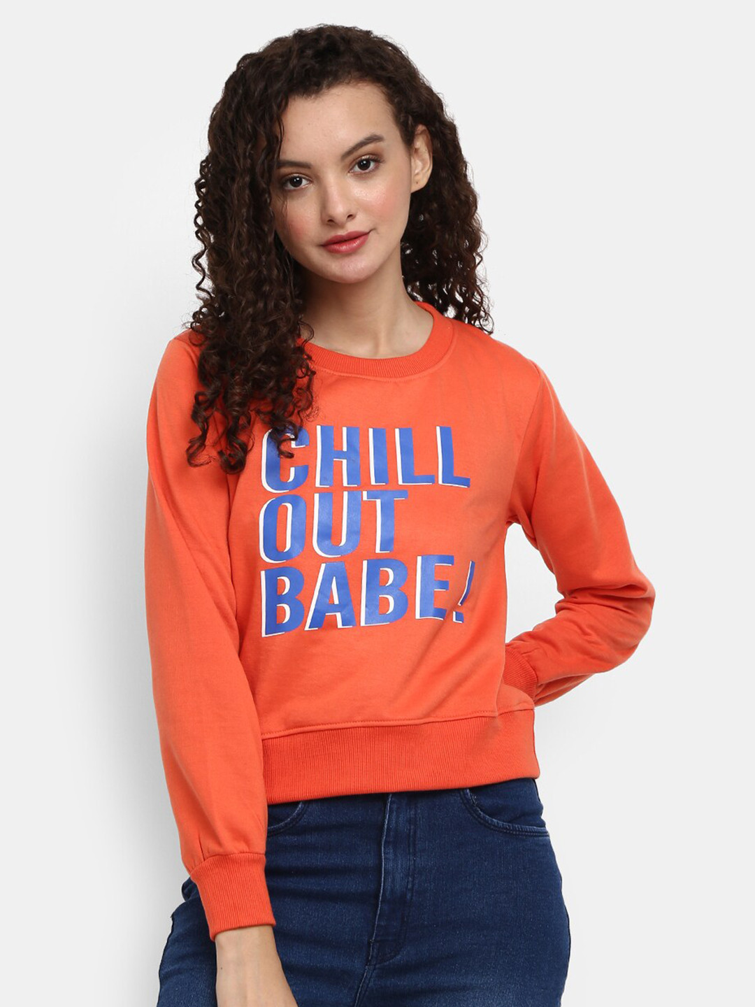 

V-Mart Typography Printed Cotton Pullover, Orange