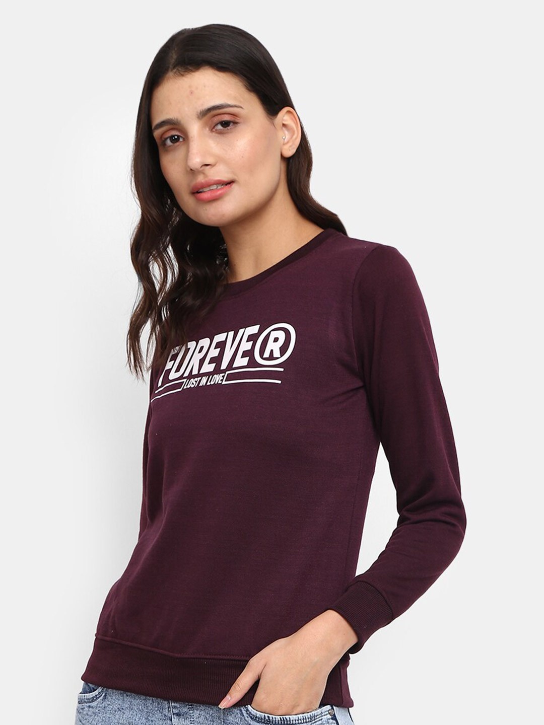 

V-Mart Typography Printed Cotton Pullover, Maroon