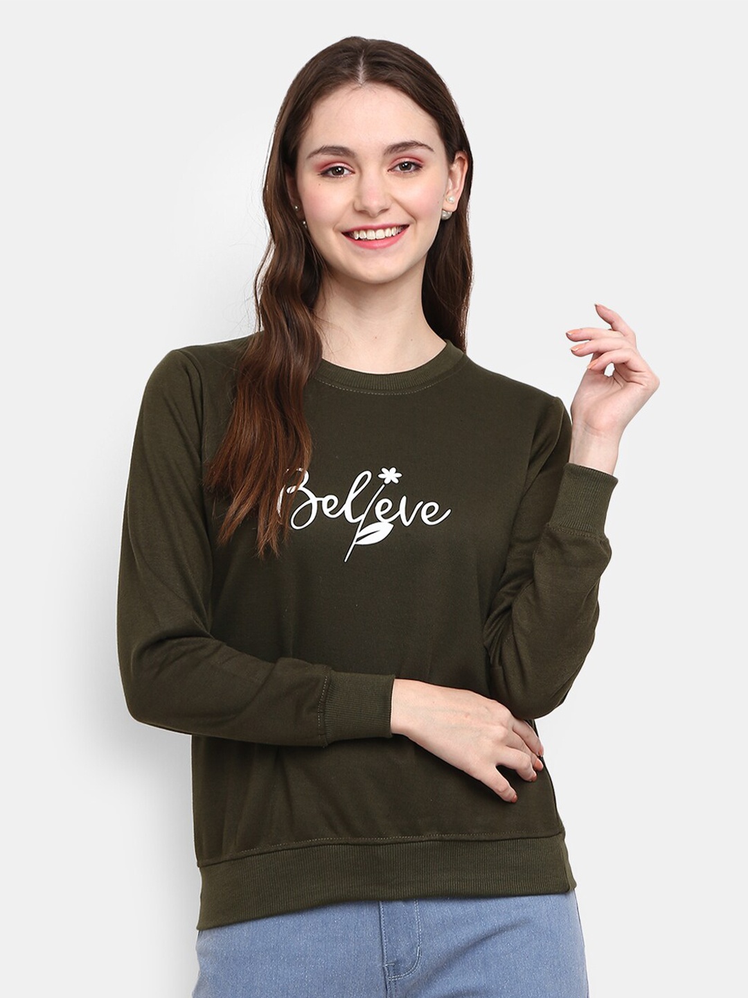 

V-Mart Typography Printed Cotton Pullover, Green