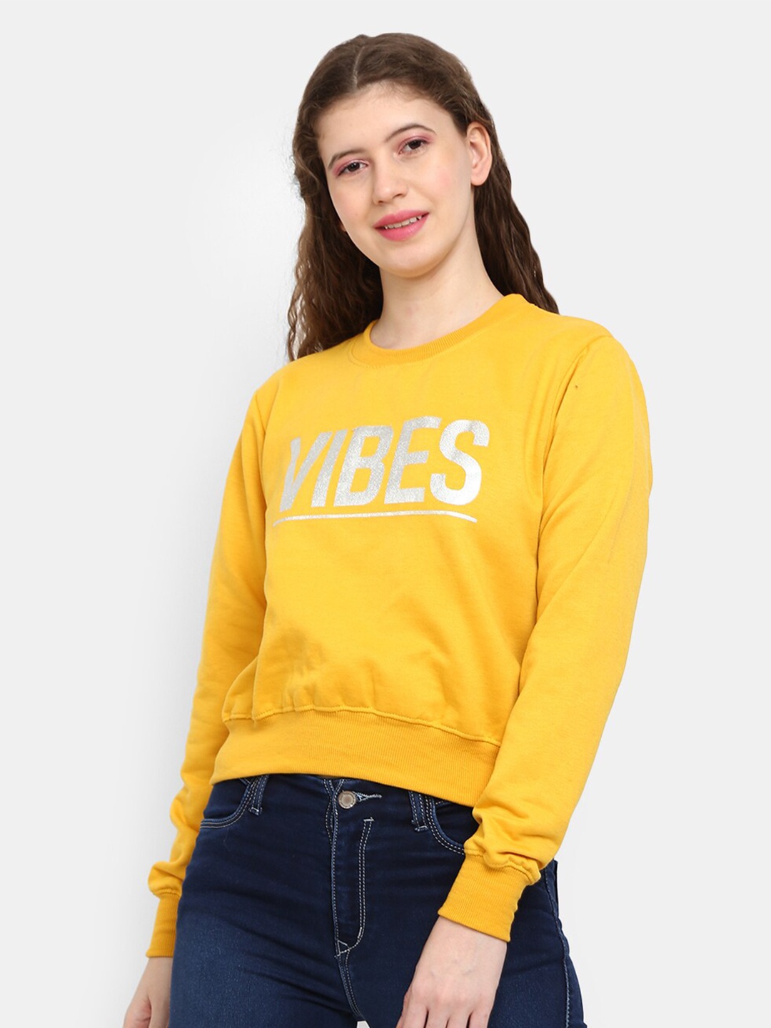 

V-Mart Typography Printed Cotton Pullover, Yellow