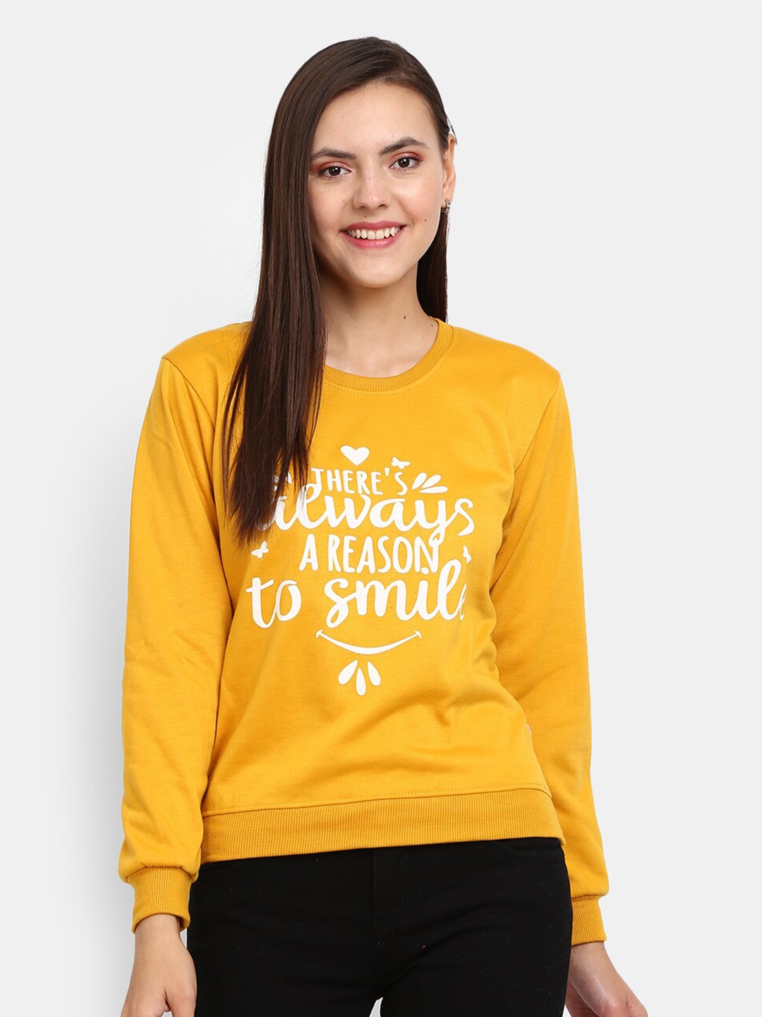 

V-Mart Typography Printed Cotton Pullover, Yellow