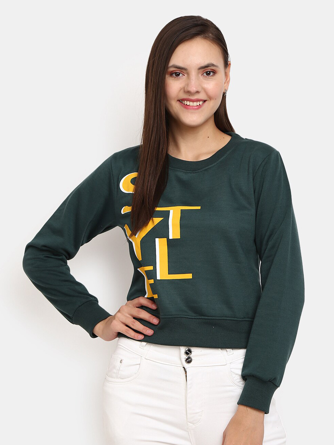

V-Mart Typography Printed Cotton Pullover, Green