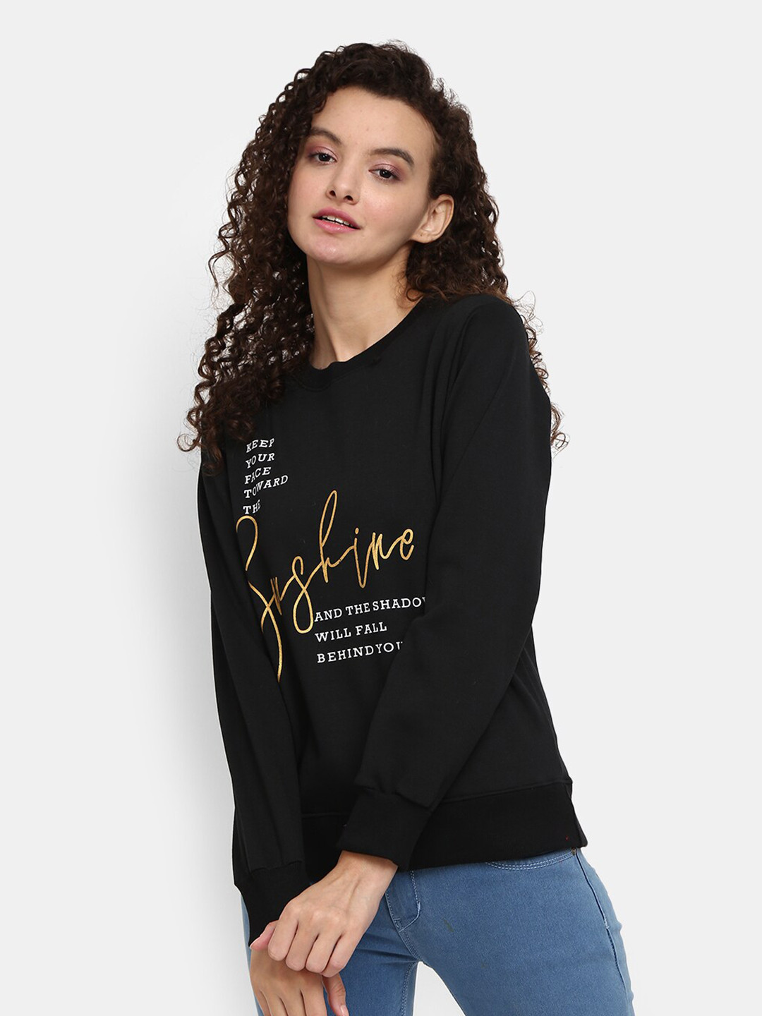 

V-Mart Typography Printed Cotton Pullover, Black