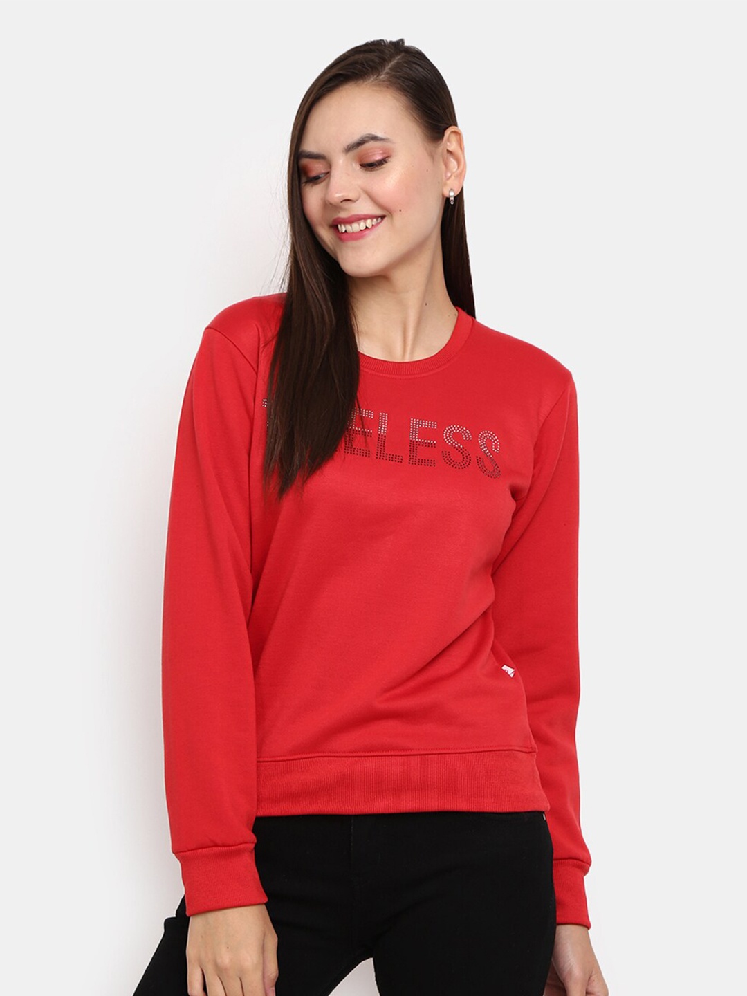 

V-Mart Typography Printed Cotton Pullover, Red