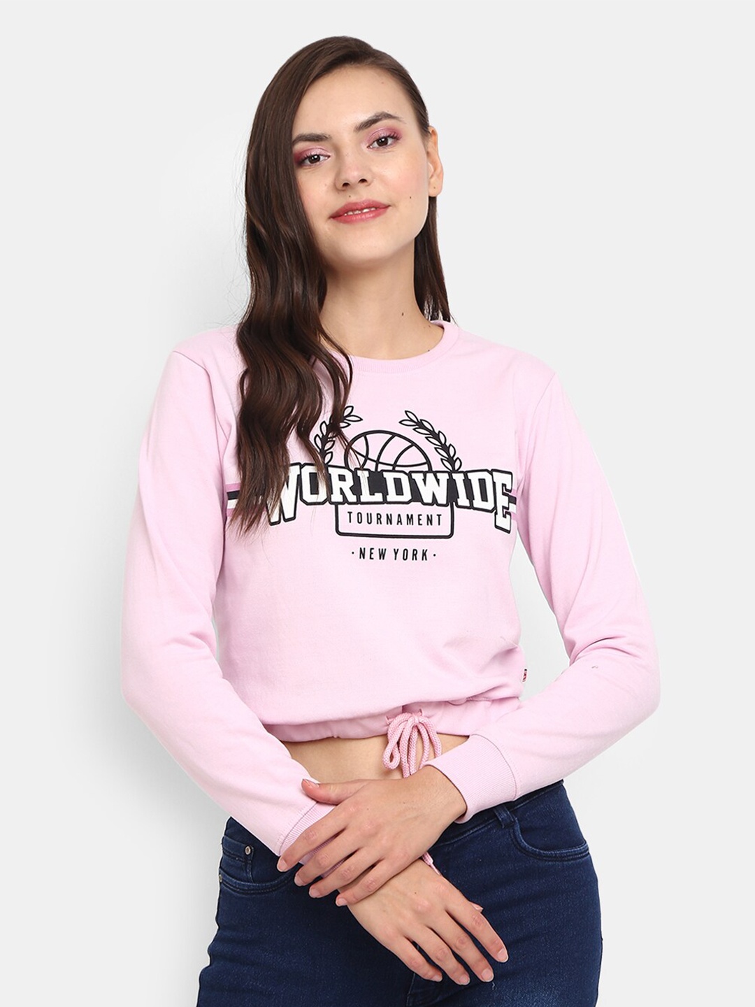 

V-Mart Typography Printed Cotton Pullover, Pink