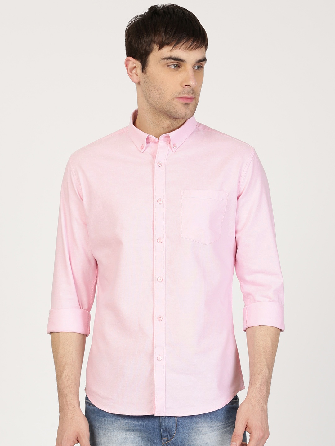 

ether Men Pink Slim Fit Anti-Microbial Casual Shirt