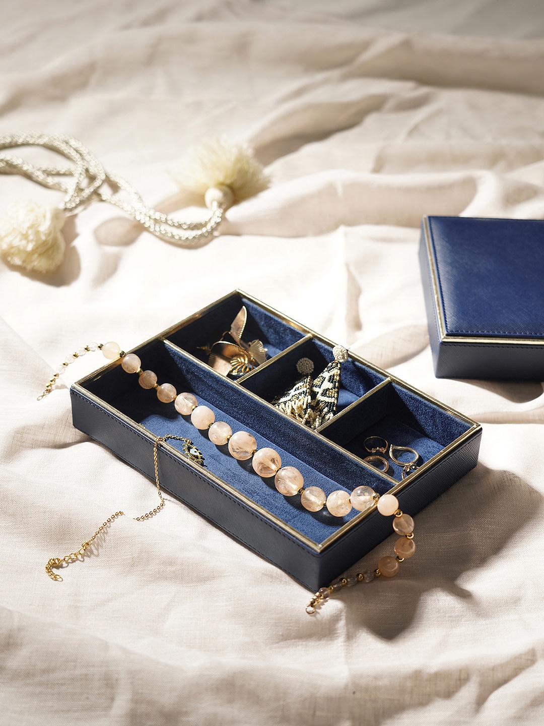 

Pure Home and Living Blue Faux Leather Jewellery Organiser