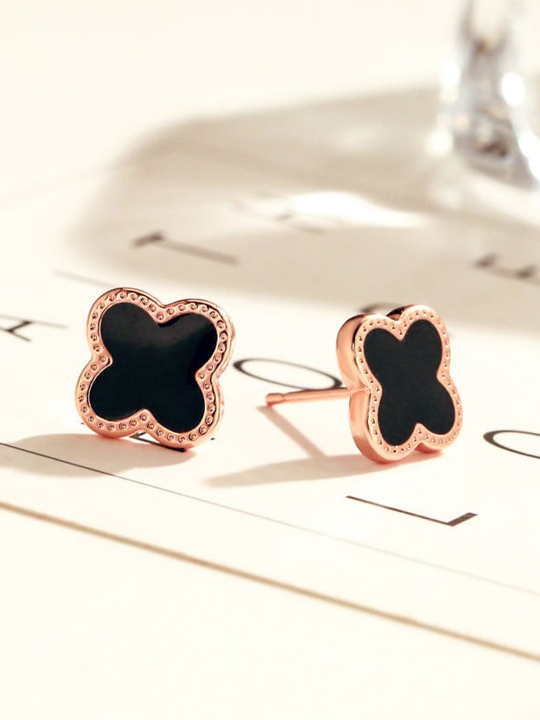 

MYKI Rose Gold-Plated Cubic Zirconia Classic Stainless Steel Studs Earrings