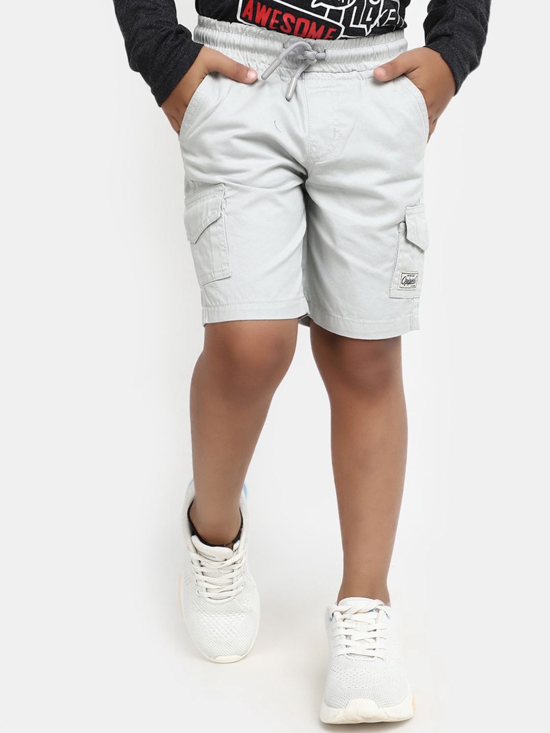 

V-Mart Boys Cotton Cargo Shorts, Grey