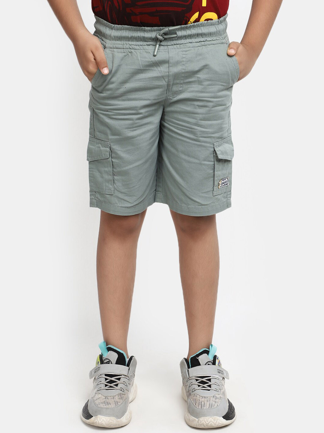 

V-Mart Boys Mid Rise Cotton Cargo Shorts, Grey